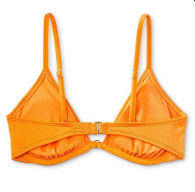 Wild Fable Women's XXS Bikini Top Orange Ribbed Underwire New