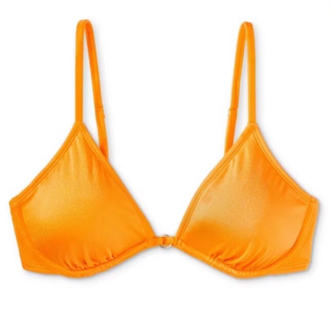 Wild Fable Women's XXS Bikini Top Orange Ribbed Underwire New
