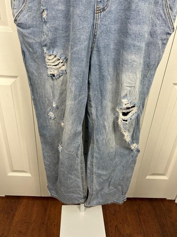 Wild Fable Womens Distressed Denim Overalls Straight Leg Y2K 90s XXL Cotton