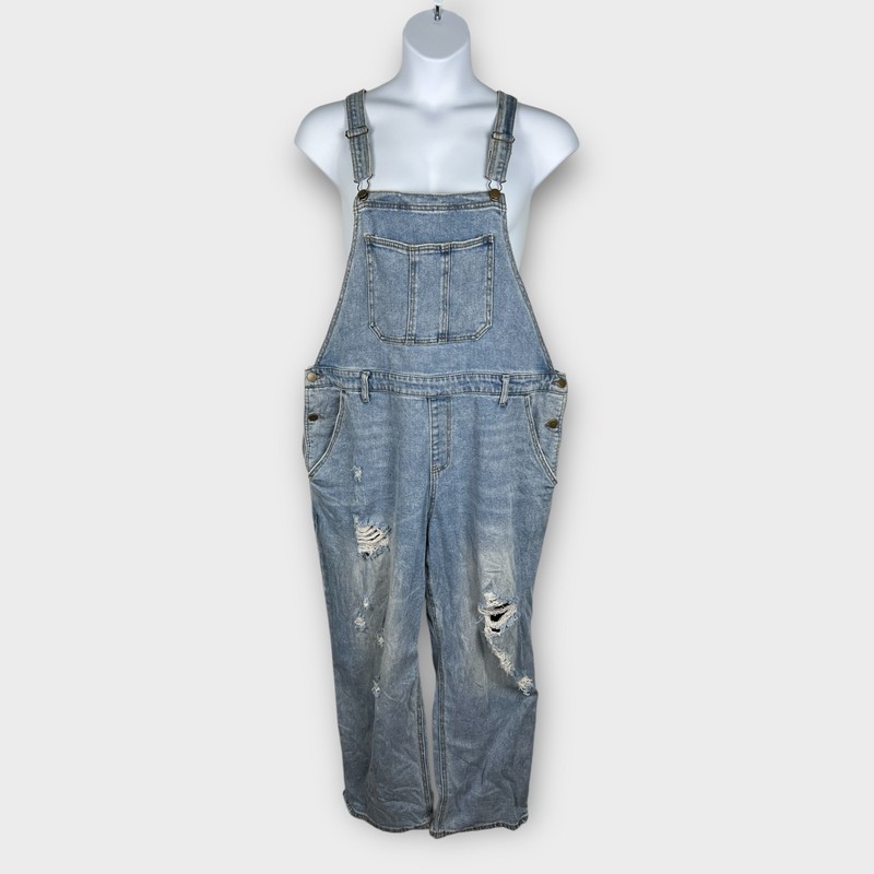 Wild Fable Womens Distressed Denim Overalls Straight Leg Y2K 90s XXL Cotton