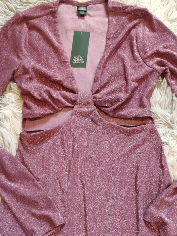 Wild Fable Womens Dress Small Long Sleeve Rib Cut Out Shimmer Vibrant Purple