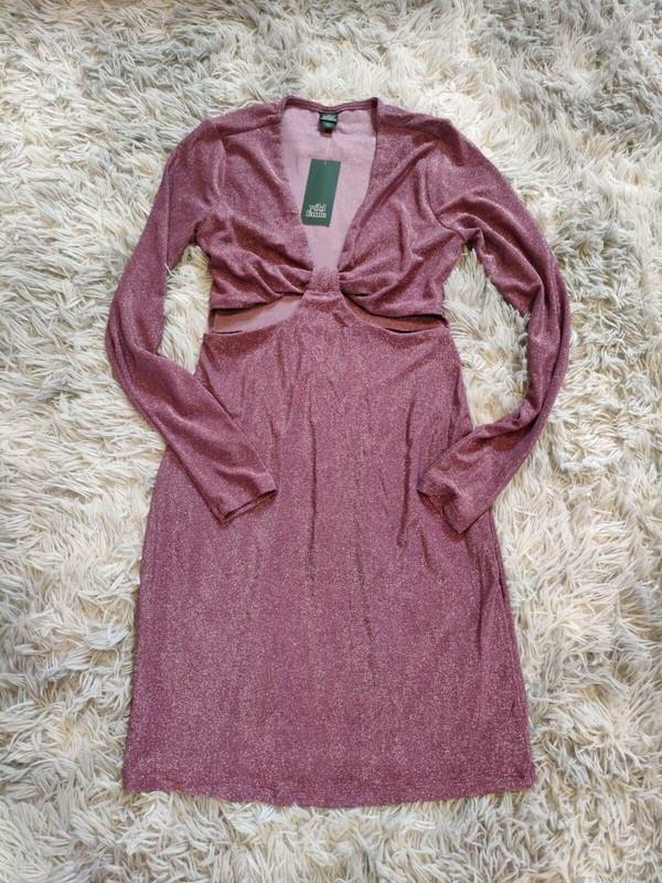 Wild Fable Womens Dress Small Long Sleeve Rib Cut Out Shimmer Vibrant Purple