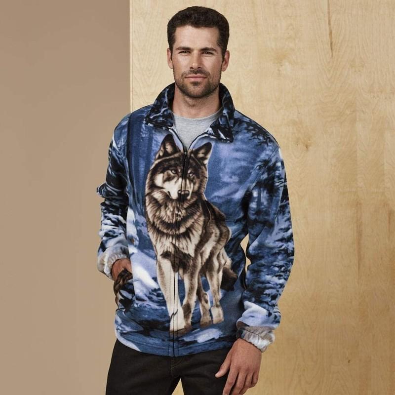 Wildkind Snow Grey Wolf Jacket Wolves Howling Moon Lone Blue Sweater M-4X