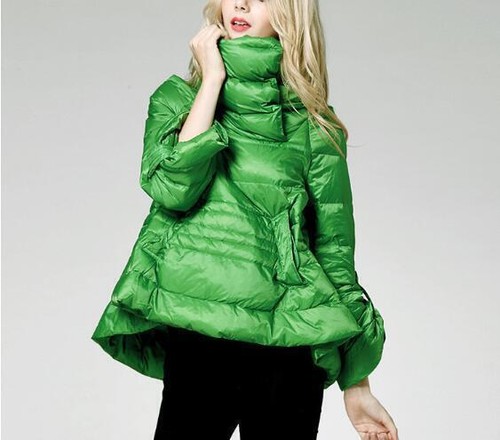 Winter Coat Women's White Duck Down A-Line Lightweight Warm Turtleneck Jacket