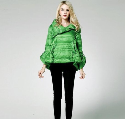 Winter Coat Women's White Duck Down A-Line Lightweight Warm Turtleneck Jacket