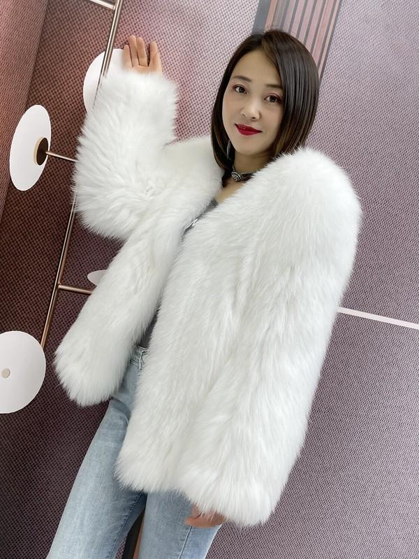 Winter Double Sided Fox Fur Grass Jacket Women's Coat Long V-neck Real Fur Coat