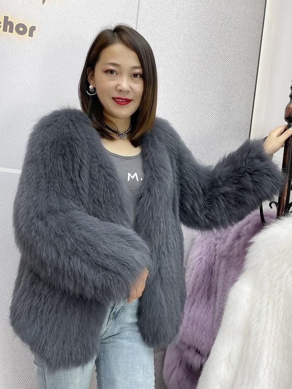 Winter Double Sided Fox Fur Grass Jacket Women's Coat Long V-neck Real Fur Coat