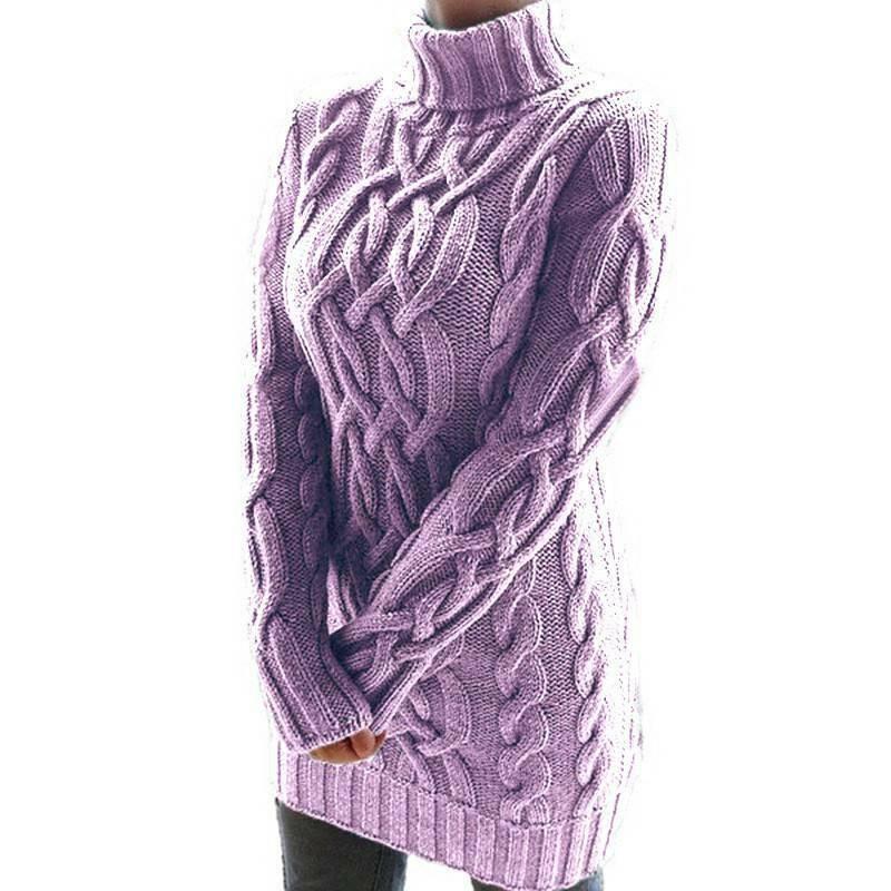 Winter Ladies Dress Long Sweater Casual Pullover Warm Knitted Women Jumper