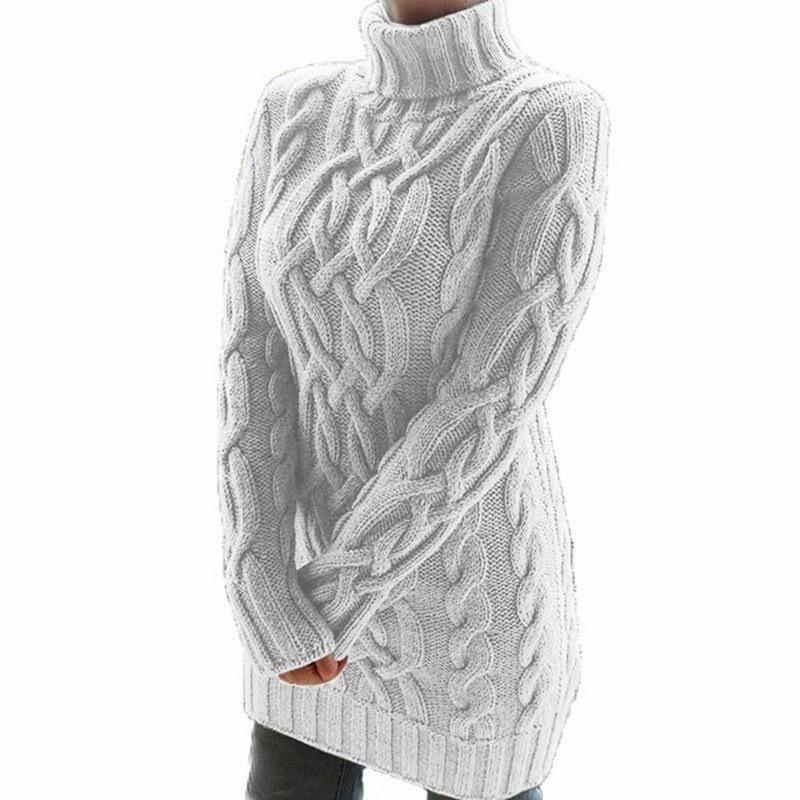 Winter Ladies Dress Long Sweater Casual Pullover Warm Knitted Women Jumper