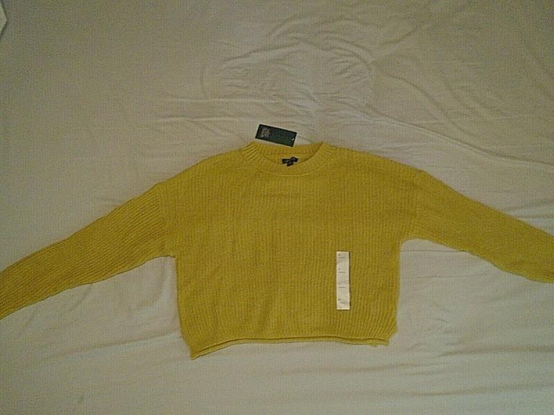 With Tags Wild Fable Women's Gold Crew Neck Pullover Sweater Large B32