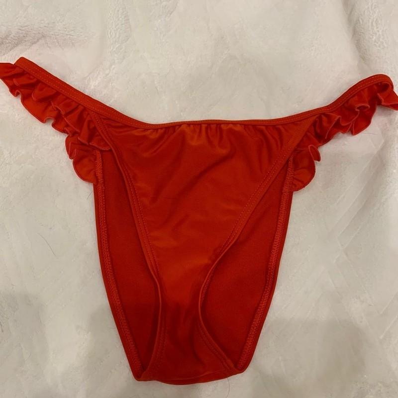 Wolf & Whistle Exclusive Red Beach Bikini Bottom With Ruffle Sides NWT Size 4