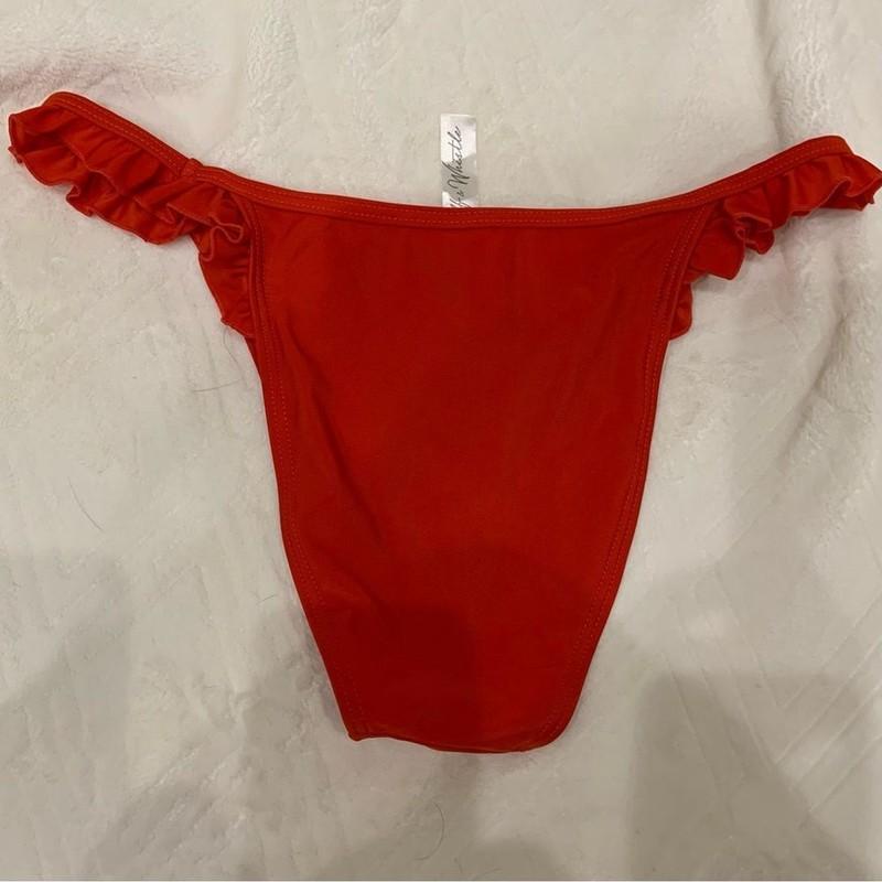 Wolf & Whistle Exclusive Red Beach Bikini Bottom With Ruffle Sides NWT Size 4