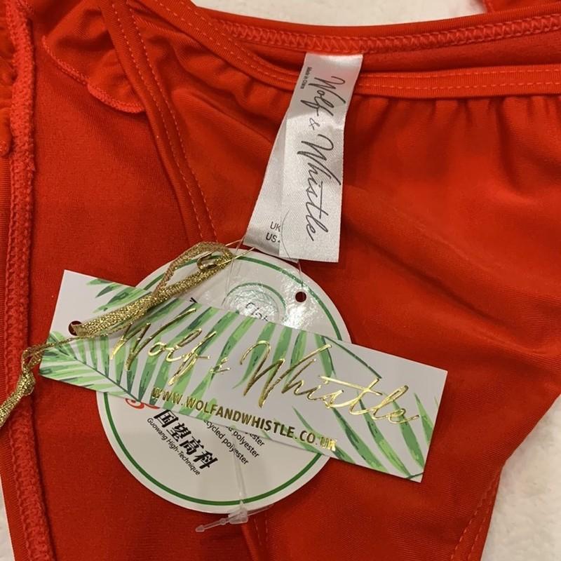 Wolf & Whistle Exclusive Red Beach Bikini Bottom With Ruffle Sides NWT Size 4
