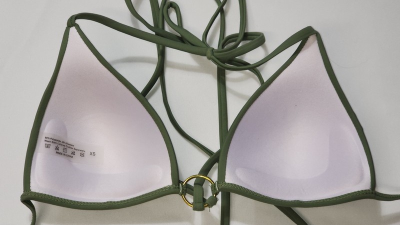 Woman Olive Green Bikini Set - Push Up Top Strappy Size XS