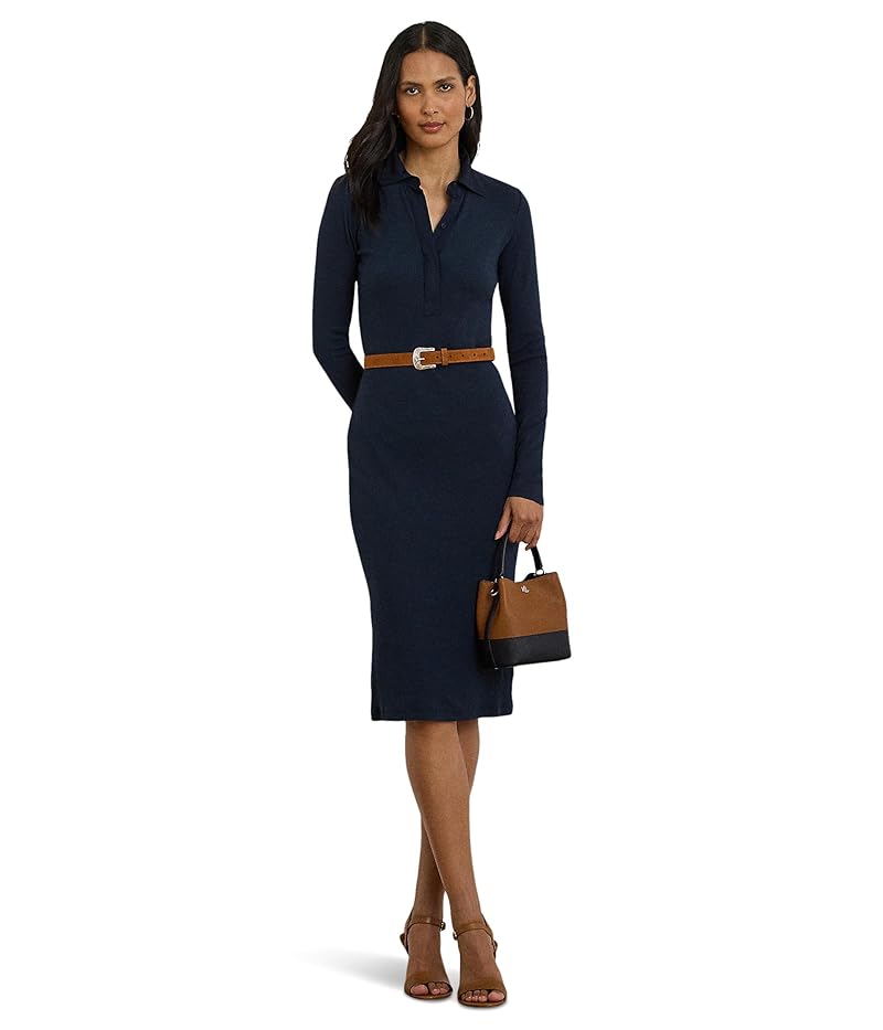Woman's Dresses Lauren Ralph Lauren Rib-Knit Cotton-Blend Polo Dress