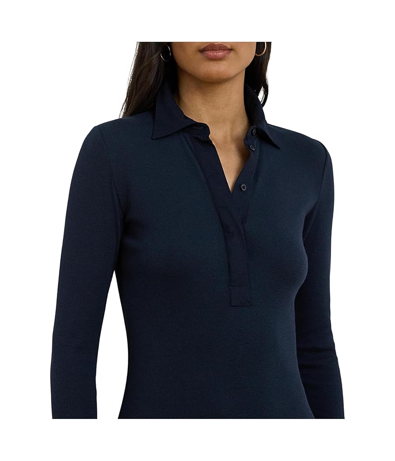 Woman's Dresses Lauren Ralph Lauren Rib-Knit Cotton-Blend Polo Dress