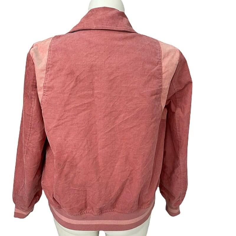 Woman Within Coat Womens 16W Corduroy Baseball Jacket Zip Up Lined Peach Pink
