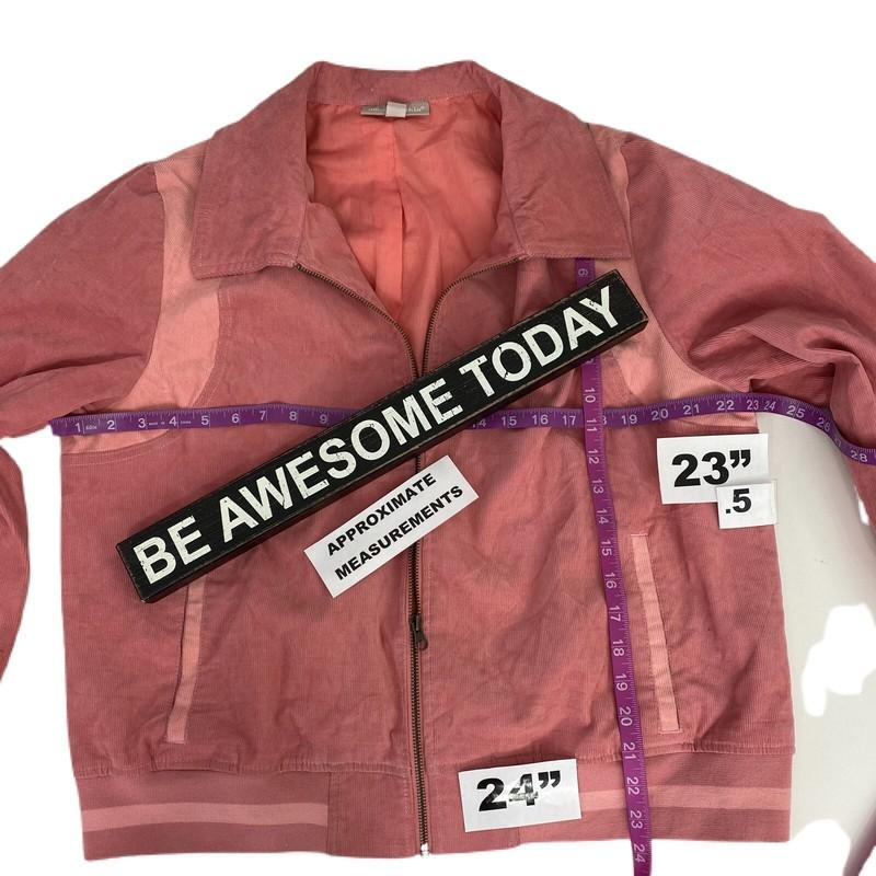 Woman Within Coat Womens 16W Corduroy Baseball Jacket Zip Up Lined Peach Pink