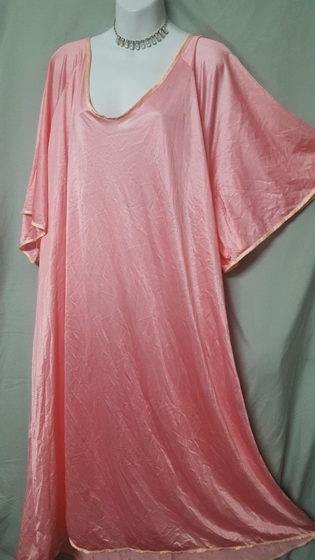 Woman Within Pink Peach Nightgown Long Short Sleeve Sexy Plus 6X 80" Bust