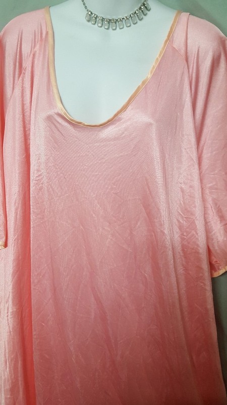 Woman Within Pink Peach Nightgown Long Short Sleeve Sexy Plus 6X 80" Bust