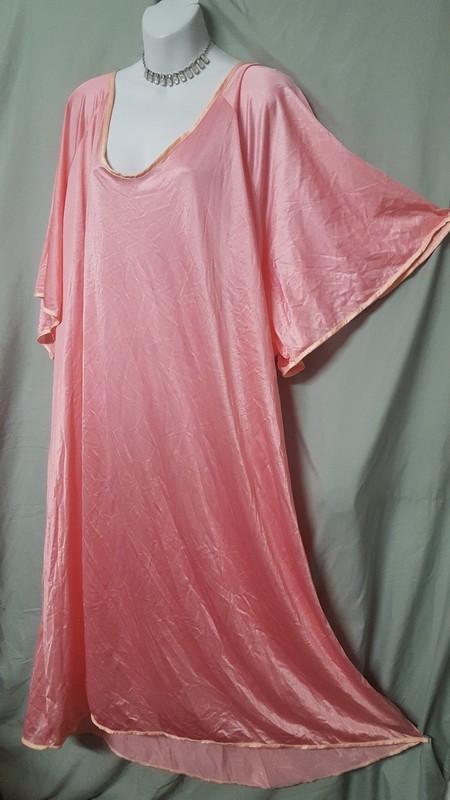 Woman Within Pink Peach Nightgown Long Short Sleeve Sexy Plus 6X 80" Bust