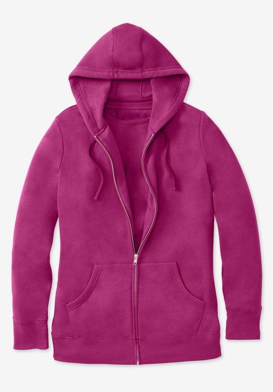 Woman Within Plus Size Better Fleece Zip-Front Hoodie