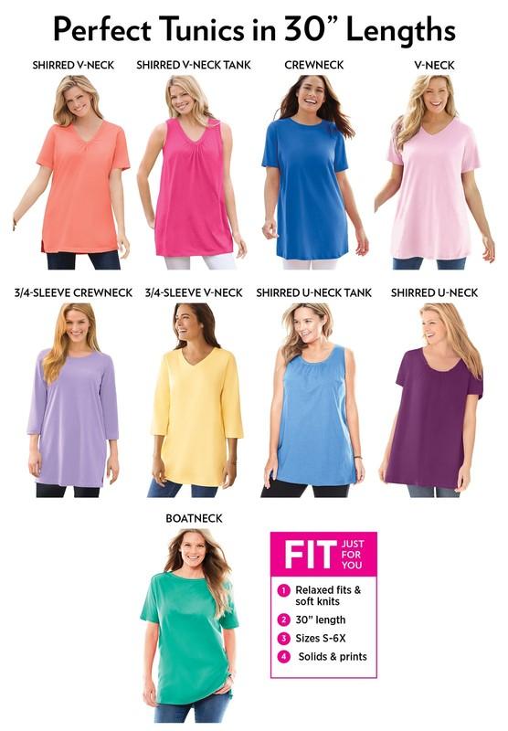 Woman Within Plus Size Perfect Short-Sleeve Boatneck Tunic