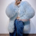 Women 100% Real Mongolian Lamb Fur Coat Real Fur Mid-length Jacket Warm Overcoat