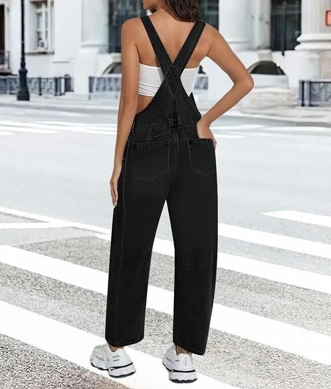 Women Casual Loose Baggy Jeans Pants Sleeveless Bib Jumpers With Pockets Barrel