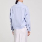 Women Collared Striped Beaded Hollowed-Out Flowers Long Sleeve Blouse Top