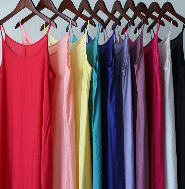Women Cotton Silk Camisole Full Slips Loose Under Slip Dress Petticoat Dresses