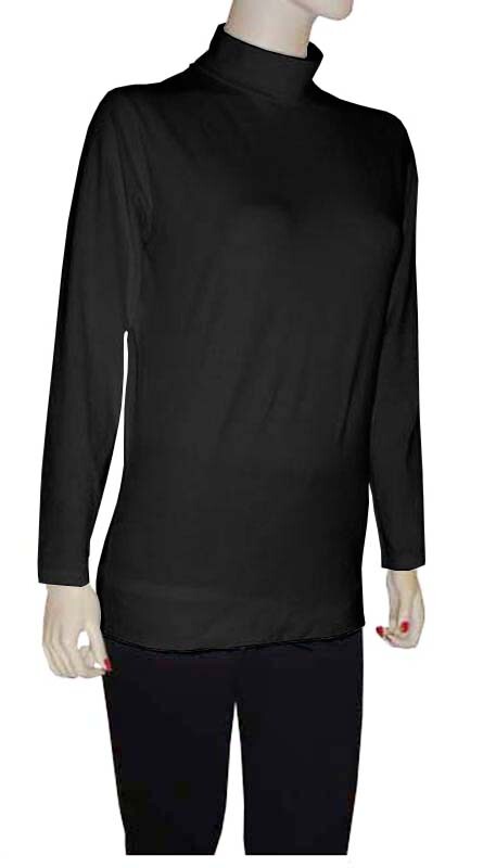 Women Cotton Spandex Long Sleeve Fold Over Turtleneck Tunic By Emily Chen USA