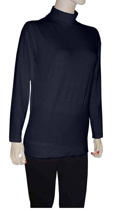 Women Cotton Spandex Long Sleeve Fold Over Turtleneck Tunic By Emily Chen USA