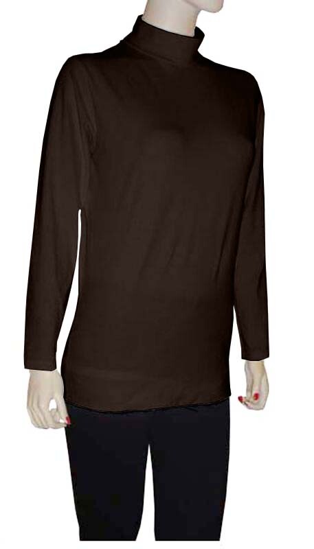 Women Cotton Spandex Long Sleeve Fold Over Turtleneck Tunic By Emily Chen USA