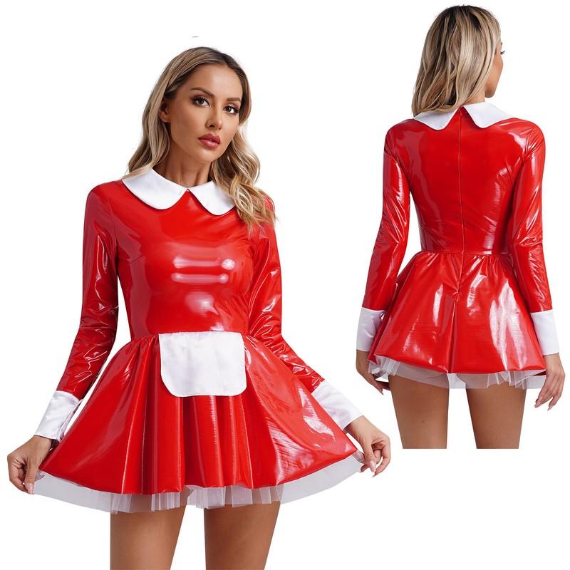 Women Dress Music A-Line Party Underskirt Wet Look Lingerie Halloween Bodycon