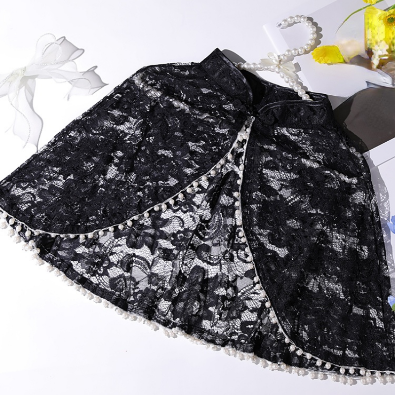 Women Floral Lace Cloak Cape Short Poncho Shawl Cardigan Crop Top Wedding Party
