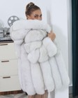 Women Full Pelt Natural Real Fox Fur Coat Hooded Jacket Thick Overcoat Outwear