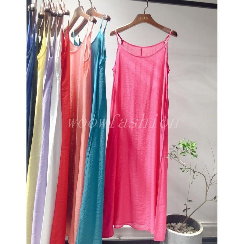 Women Full Slip Dress Petticoat Cotton Silk Loose Cami Nightwear Chemises 120CM