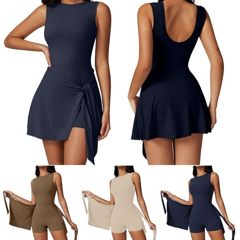 Women Golf Tennis U Back Dress Breathable Casual Work Dress With Built-in Shorts