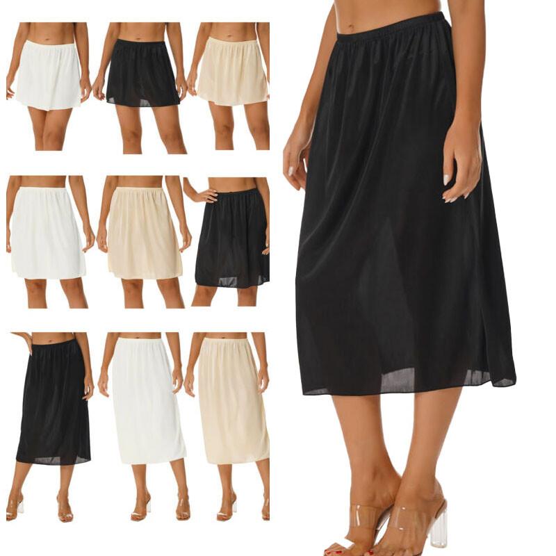 Women Half Slip Petticoat Elastic Waisted Underskirt In 3 Lengths Under Dress