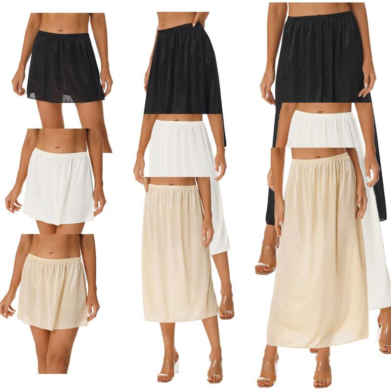 Women Half Slip Petticoat Elastic Waisted Underskirt In 3 Lengths Under Dress
