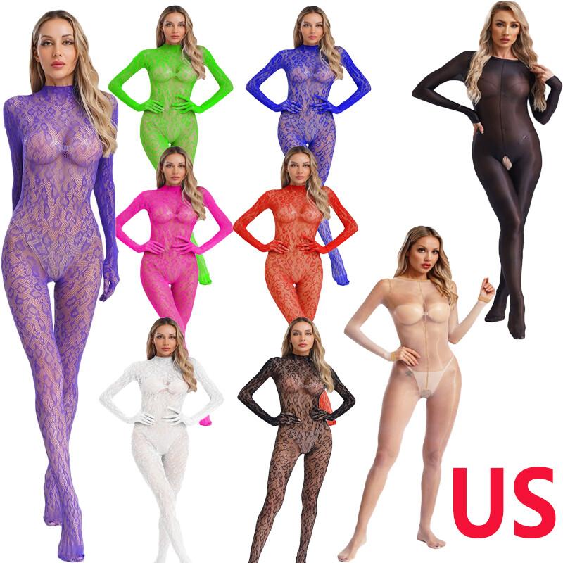 Women Jumpsuit Mesh Bodysuit Shaping Catsuit Bodystockings Lingerie Underwear