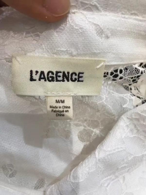 Women L'AGENCE Collared Lace Long Sleeve Blouse Top