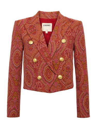Women L'AGENCE Lila Jacquard Blazer Burnt Orange Umber Paisley
