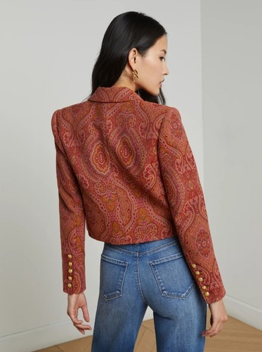 Women L'AGENCE Lila Jacquard Blazer Burnt Orange Umber Paisley