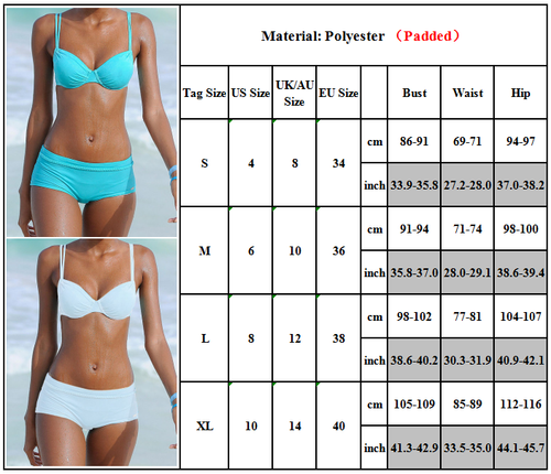 Women Ladies Push Up Bra Sexy Bikini Set Shorts Swimsuit Swimwear Bathing Suit