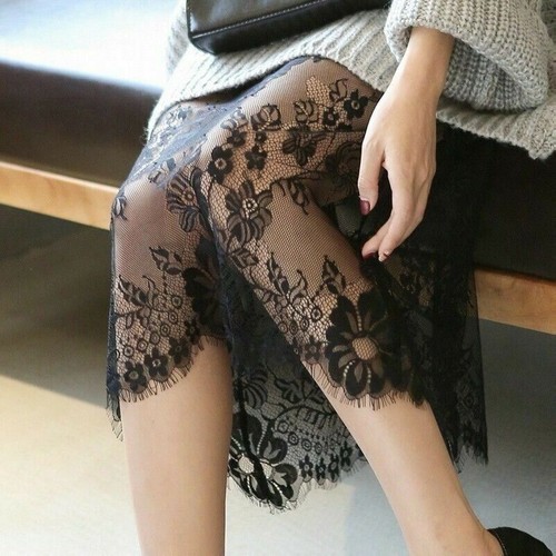 Women Ladies Sexy Floral Lace See Through Sheer Dress Long Strappy Underdress