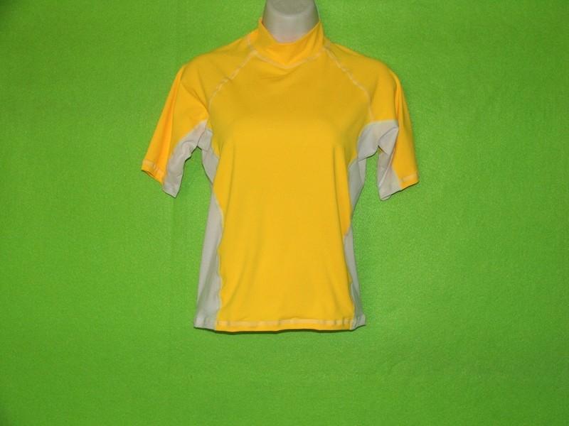 WOMEN LADIES SHORT SLV RASH GUARD RED-NAVY-YELLOW-PINK-BLACK-BLUE ~ WHITE SIDES