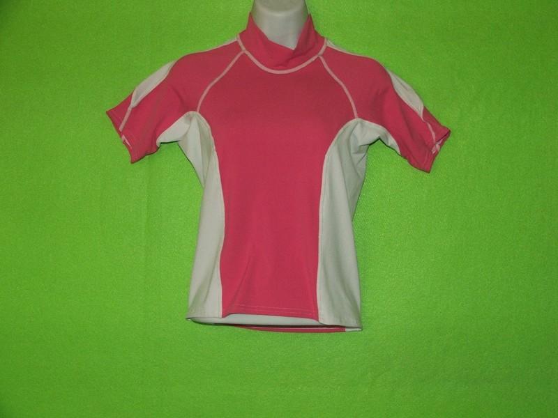 WOMEN LADIES SHORT SLV RASH GUARD RED-NAVY-YELLOW-PINK-BLACK-BLUE ~ WHITE SIDES