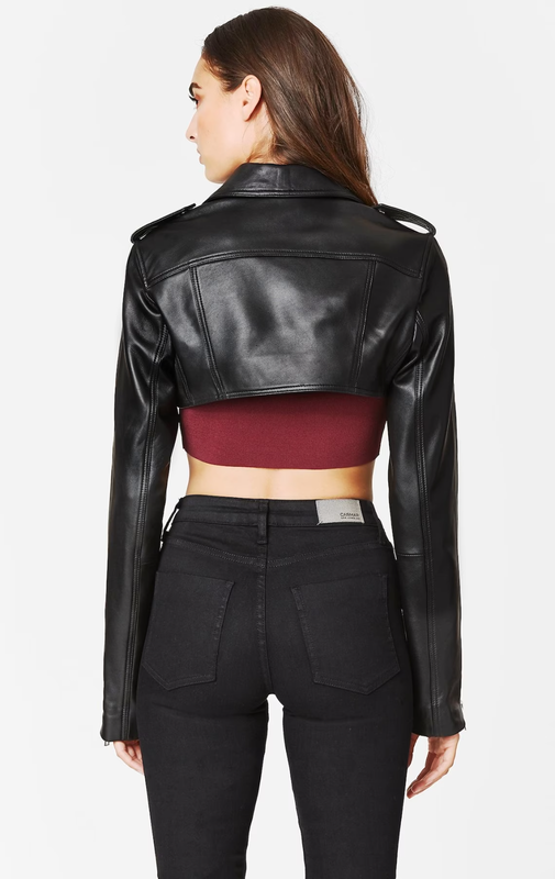 Women Leather Jacket Black Cropped Bolero Shrug Size XS S M L XL XXL Custom Made